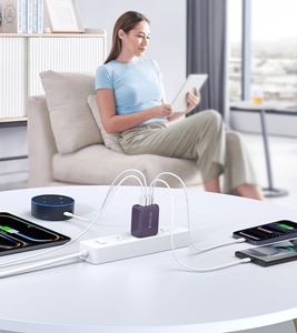 Chargeur mural multifonctionnel pour téléphone portable HNT GaN 60W violet certifié FCC PSE US/JP, 5 ports USB-C, charge très rapide - Product Image 6