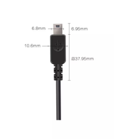 Câble USB personnalisable Mini 5P mâle 2 conducteurs 1m en cuivre étamé PVC avec extrémité ouverte micro mâle