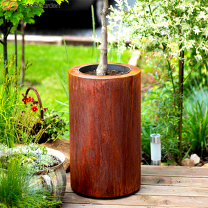 Jardinière ronde haute en acier Corten tendance 2026 - Pot de jardin robuste en acier patinable avec rouille naturelle et drainage - Product Image 6