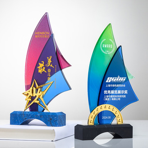 Crystal <b>Trophy</b> Laser <b>Engraved</b> Digital Printing Glass Award For Conference Business Gift Durable - Product Image 3