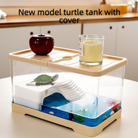 Grand terrarium rectangulaire en plastique pour tortues, avec plateforme de basking et système de filtration, idéal pour les tortues brésiliennes