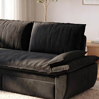 Canapé-lit convertible en velours côtelé noir, canapé extensible, taille Queen, mobilier moderne pour appartement