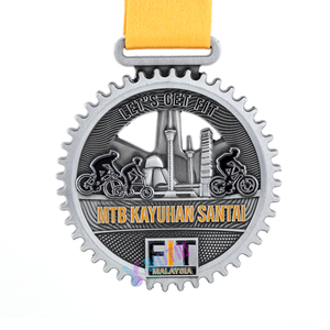 Medallas de Ciclismo Personalizadas de Aleación de Zinc de Alta Calidad y Bajo Costo, con Cintas, Fundición 3D, Plateadas, Grabadas con Láser para Deportes de Ciclismo - Product Image 2
