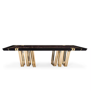 Design élégant, pieds en acier inoxydable doré, plateau en marbre italien de luxe, ensemble de table à manger 12 places, meubles de salle à manger modernes pour la maison