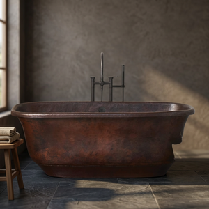 Oval Copper <b>Bathtub</b> Freestanding Metal Bath Without Lid Classic <b>Adult</b> Bath Tub Handcrafted Eco-Friendly <b>for</b> Home Bathroom - Product Image 4