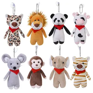 Mini macaco de pelúcia, brinquedo de pelúcia personalizado de animais selvagens, de panda, girafa, leão, elefante, vaca, rato