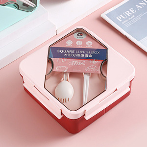 Plastic Lunch <b>Box</b> With Dividers Rectangle Sealable For Students And Office Workers Green Blue Color - Product Image 3