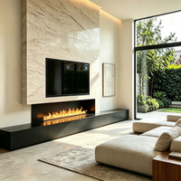 Cheminée électrique murale 3D atomisée de 0,8 à 1,5 m avec simulation de flamme, humidificateur intégré pour intérieur