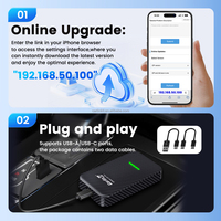 Kit Carlink Tpct Usb Carplay Ota Update Plus d'applications CarPlay filaire vers sans fil 2 en 1 Usbc Wifi6 Boîte intelligente Ai adaptateur pour Waze