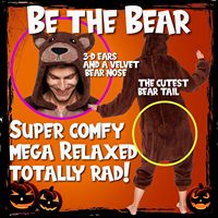 Combinaison Sherpa Bear pour adulte - Costume d'Halloween en peluche Teddy - Costume de cosplay unisexe - Lavage en machine