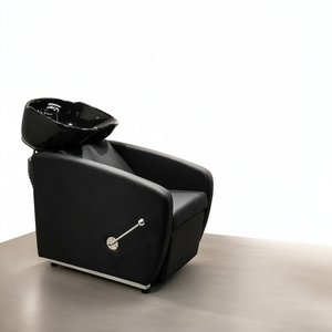 <b>Black</b> Durable Modern Salon <b>Shampoo</b> Backwash Unit with Ceramic Basin Adjustable -<b>Hair</b> Washing Chair <b>for</b> Barber Shop Beauty Salon - Product Image 1