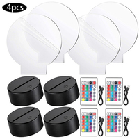 Lampe de nuit LED 3D RVB 16 couleurs avec télécommande, base de lumière alimentée par USB pour chambre à coucher, chambre d'enfants, décoration intérieure, panneau d'art acrylique, base en ABS