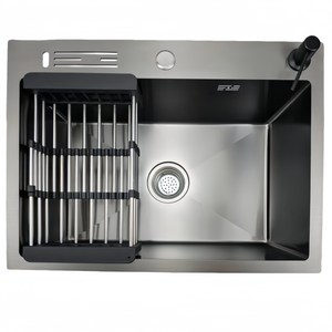 Évier de cuisine Drop in Évier de cuisine en acier inoxydable à cuvette unique avec kit de vidange et distributeur de savon 60*45 - Product Image 5