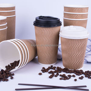 8oz 12oz 16oz personnalisé imprimé écologique <span class=keywords><strong>triple</strong></span> ondulation mur tasse 3 couches jetable boisson chaude café gobelets en papier - Product Image 6