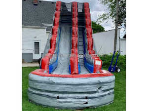 China Commercial Backyard Kids <strong>Water</strong> Park Single lane Red Blue <strong>Wave</strong> <strong>Slides</strong> Inflatable <strong>Water</strong> <strong>Slide</strong> <strong>Pool</strong> - Product Image 5