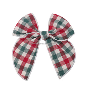 Horquillas con lazo de tela para niñas, accesorios para el cabello, horquillas con lazo de flores a cuadros para niños - Product Image 5