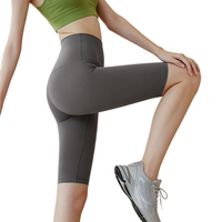 Celana Yoga Lima Titik, Celana Pendek Lari Warna Peach Tipis Pinggang Tinggi untuk Musim Panas, Set Wanita, Pakaian Fitness, Bersepeda