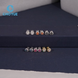 Hot Sale Ready to Ship Pass Diamond Tester Halo Design Screw <b>Back</b> Silver 925 VVS Moissanite <b>Earrings</b> - Product Image 4