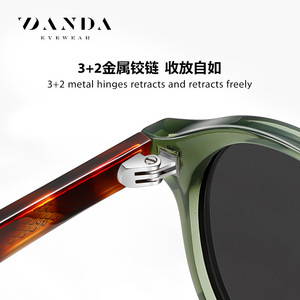 Danda <b>Sunglasses</b> S31126 <b>Round</b> Frame Acetate Temples UV400 Protection Unisex - Product Image 3