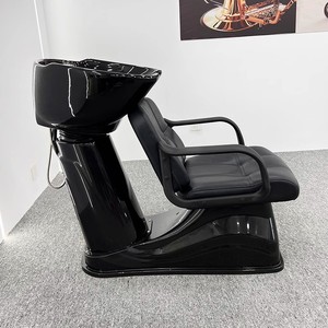 Fauteuil de salon de coiffure confortable de type lit avec bac à shampoing intégré, fauteuil de lavage en plastique pour shampoing - Product Image 2