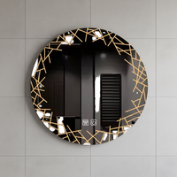 Espejo Inteligente Redondo con Sensor LED, Pantalla Táctil Antivaho, Espejo Inteligente de Pared para Baño, para Uso en Hoteles
