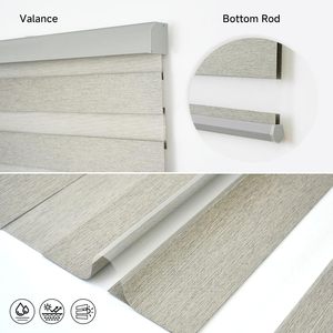 Smart Roller Blind Gray Fabric Dual Layer <b>Light</b> <b>Control</b> With <b>Remote</b> App Voice Assistant Compatible - Product Image 4
