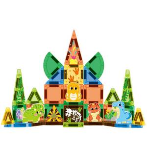 Set di Blocchi da Costruzione 3D con Finestra Trasparente, Mondo dei Dinosauri, Piastrelle Magnetiche per Bambini dai 3+ e 6+ Anni - Product Image 2