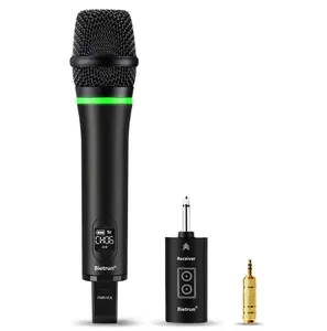 Беспроводной перезаряжаемый микрофон Bietrun, беспроводной Bluetooth-микрофон с диапазоном 168 футов (работает 7 часов) с выходом 1/4 дюйма, UHF Metal Ha