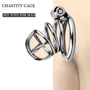 <span class=keywords><strong>Cage</strong></span> de chasteté en acier inoxydable pour hommes, jouets sexuels courts en métal SM pour hommes, dispositif de verrouillage du pénis pour la conquête des désirs sexuels - Product Image 3