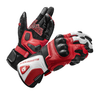 Gants de moto en cuir à doigts entiers, tactiles, avec protection rigide des articulations