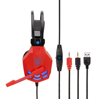 Casque de jeu filaire de haute qualité avec son stéréo 3D, sur les oreilles, avec micro pour PC, lumière RVB