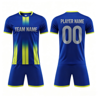 Maillot de football personnalisé 2627, design à rayures verticales bleu et lime, uniforme d'équipe, impression DIY du nom et du numéro