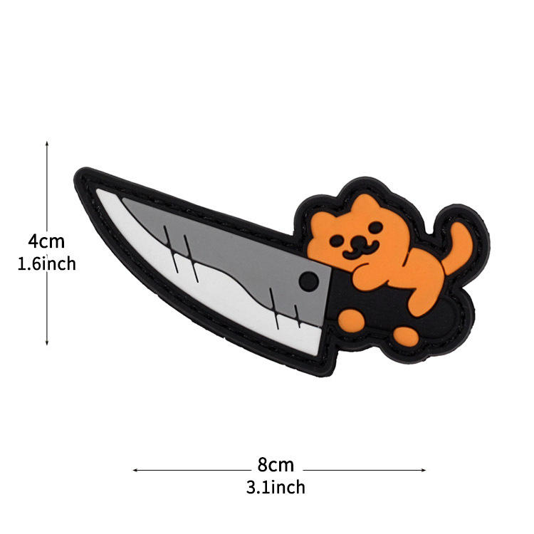 Little kitten big long knife (black with orange background)