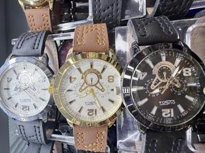 Orologio da Uomo YOUSO 42mm, Cronografo Analogico al Quarzo, Cinturino in Pelle, Stile Casual, Cassa Dorata, Quadrante in Vetro Minerale - Product Image 3