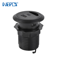 Enchufe USB de escritorio de carga rápida de tipo integrado, cargador USB de escritorio de 65W con orificios para cables, PD QC3.0