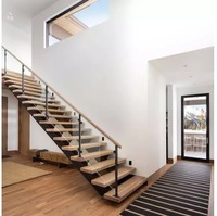 Escalier modulaire en acier avec marches en bois de luxe, fabrication chinoise, design moderne, sécurité intérieure, marches en bois préfabriquées de luxe