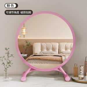 İskandinav tarzı büyük makyaj aynası masaüstü LED ışık öğrenci yurt yatak odası dolgu ışığı ile soyunma masa yuvarlak ayna - Product Image 6