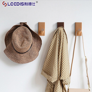 Lideshi Solid Wood Wall Hooks Rectangle Minimalist Design No Drill Installation Key Mail Organizer - Product Image 2