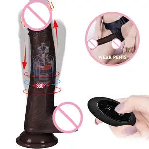 8.6 Inch Zwart Realistische Dildo Afstandsbediening Roterende Duwende Zwarte Penis Sterke Zuignap Dildo Vibrator Voor Vrouwen