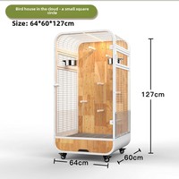 Grande cage à oiseaux carrée en fer et bois massif avec villa mobile en verre trempé pour perroquets calopsitte cage d'élevage produit en boîte