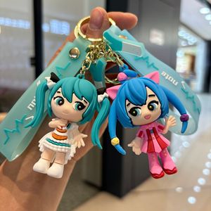Llavero de PVC con colgante de muñeca Hatsune Miku 3D de dibujos animados, colgante de plástico para mochila, regalos colgantes para parejas y llaves de coche - Product Image 3