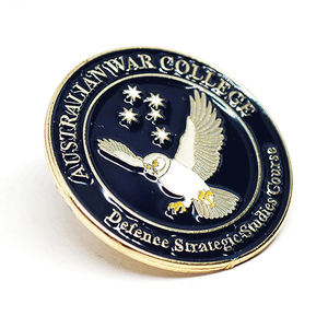 Round Shape Australian <strong>War</strong> College Gold Metal Enamel Lapel Pin Customized Brand <strong>Name</strong> Badge Owl Event Brooch - Product Image 1