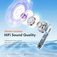 Écouteurs Sans Fil ANC & ENC V5.4 Intra-Auriculaires avec Mode Transparence et Double Micro Anti-Bruit, Son Stéréo Basses Profondes