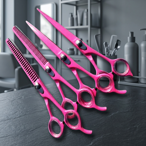 Ciseaux de barbier droits en acier inoxydable ASAP, ensemble de ciseaux à effiler à manche long et base creuse, pour usage professionnel en salon de coiffure - Product Image 2