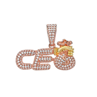 Colgante con letras Iced Out para hombre y mujer, joyería de Hip Hop chapada en oro blanco, colgante de circón completo ostentoso, collar