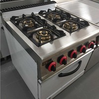 Équipement de cuisine professionnel, four combiné au gaz, cuisinière à gaz 4 brûleurs avec four