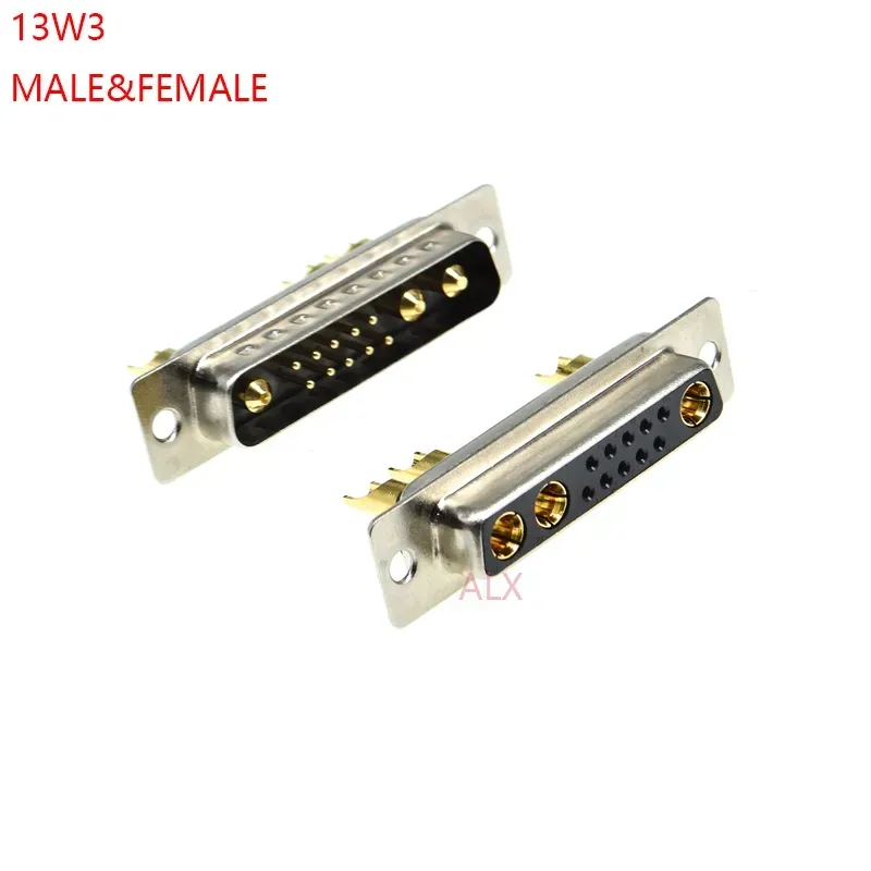 13W3 30A Gold plated MALE FEMALE high current CONNECTOR D-SUB adapter solder type 10+3 plug jack high power 13 Position