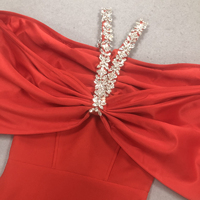 Fabricant de Vêtements pour Femmes Faible MOQ Robes de Soirée Rouges Formelles Élégantes de Luxe avec Grand Nœud pour Soirées