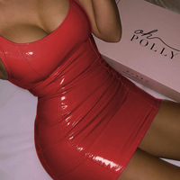 Robe mini en cuir sexy, tenue de club, nouvelle collection 2027, robe moulante, robe de soirée, vente en gros d'usine