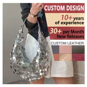 Luxury Silver <b>Glitter</b> Handbag PVC Sequins Decoration Shoulder <b>Bag</b> Two Colors Cheap Tote <b>Bag</b> Women's - Product Image 1